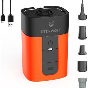 ETENWOLF AIR 5 Air Pump for Inflatables, 5200 mAh Portable Electric Air Pump, 4X Quick Inflator Deflator, 4.5 kPa & 720 L/min Pump for Pool Floats, Air Mattress, Vacuum Storage Bags, Camping