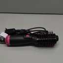 Dual Voltage Mini Hair Dryer Brush with UK/EU Plug, Blow Dryer Brushes 120V - 240V for European Travel, One Step Hair Dryer and Styler Volumizer with Negative Ion Anti-frizz Styling Brush (Black Pink)