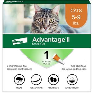 Advantage II Small Cat Vet-Recommended Flea Treatment & Prevention | Cats 5-9 lbs. | 1-Month Supply