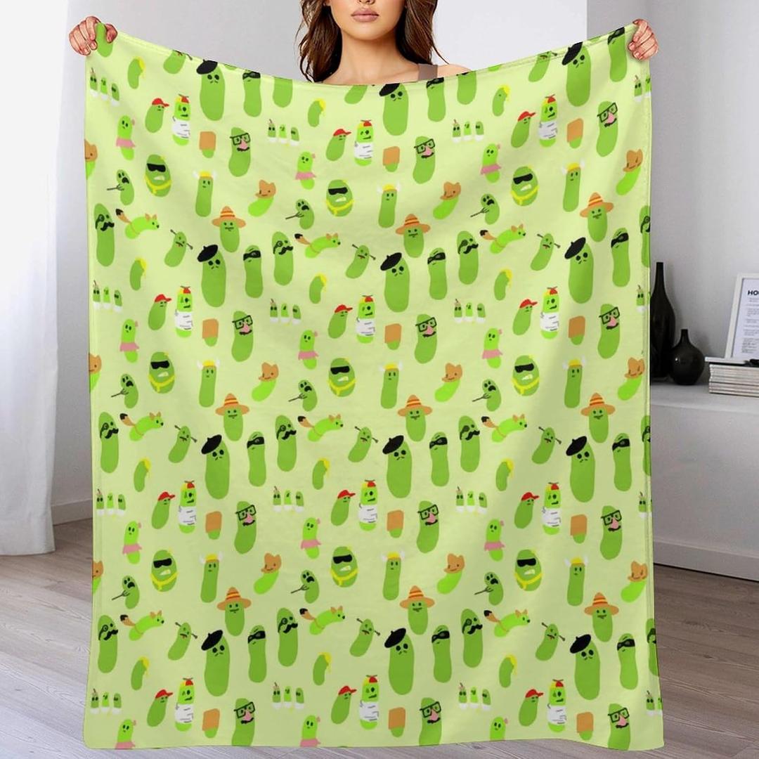 Pickles Throw Blanket for Teens Boys Girls and Adults Soft Warm Cozy Funny Midweight Food Flannel Blankets for Couch Sofa Bed Camping Travel Home Decor 50" X 60"