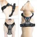 PHOEPET No Pull Dog Harness Medium Reflective Front Clip Vest with Handle, Adjustable 2 Metal Rings 2 Buckles(Medium, Grey)