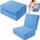 MABOZOO Foldable Hot Tub Booster Seat, Adjuatable 2 Heights Extra Thick Hot Tub Pillow Bath Seat with Back Support Cushions, Washable Hot Tub Seat Cushion for Indoor Outdoor (Blue)