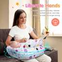 Inflatable Nursing Pillow for Breastfeeding Travel Baby Feeding Cushion for Mom Support, Adjustable Waist Strap, Removable 100% Cotton Cover Portable Newborn Essentials