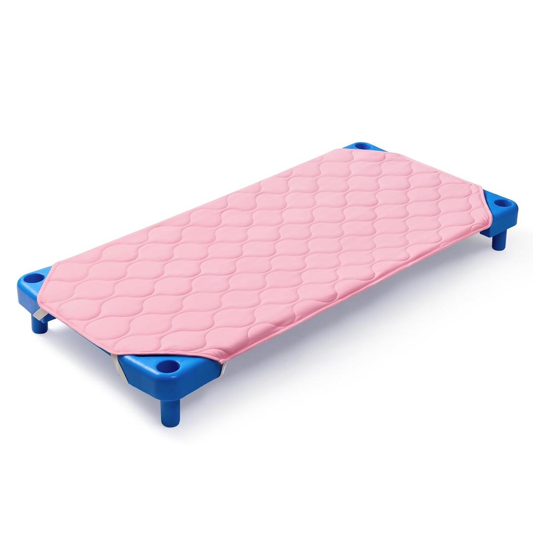 Comfyanno Quilted Daycare Cot Nap Mat Only, for Boys, Girls, Soft & Breathable, Gentle on Skin, Extra Support & Comfort for Toddler Cozy Nap Time Sleep, Fits 23" x 40" Toddler Preschool Cot - Pink