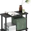 Furinno Turn-N-Tube Side Table, 2-Tier Sofa End Table with Wheels, Toolless Assembly Night Stand, Bedside Table with Open Shelf, for Living Room, Bedroom, Dark Espresso, Rectangle 2-Tier