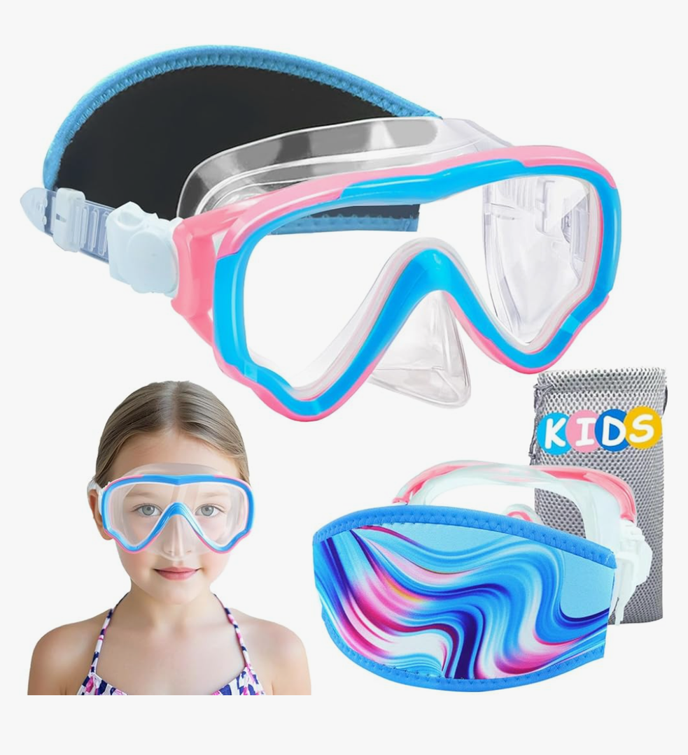 Vvinca Kids Goggles Snorkel Mask Diving Mask Swimming Goggles with Nose Cover and Straps Cover for Kids and Youth Age 6-14