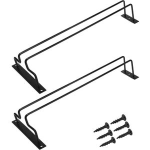 15.7 inch Wine Glass Rack under Cabinet 2Pcs under Shelf Wine Glass Holder Metal Stemware Holder Wine Glass Hangers for Mini Bar Kitchen Storage Black