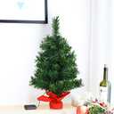 2FT Tabletop Mini Christmas Tree, Pre-Lit Artificial Small Xmas Tree w/35 Warm White LED Lights for Indoor Decor