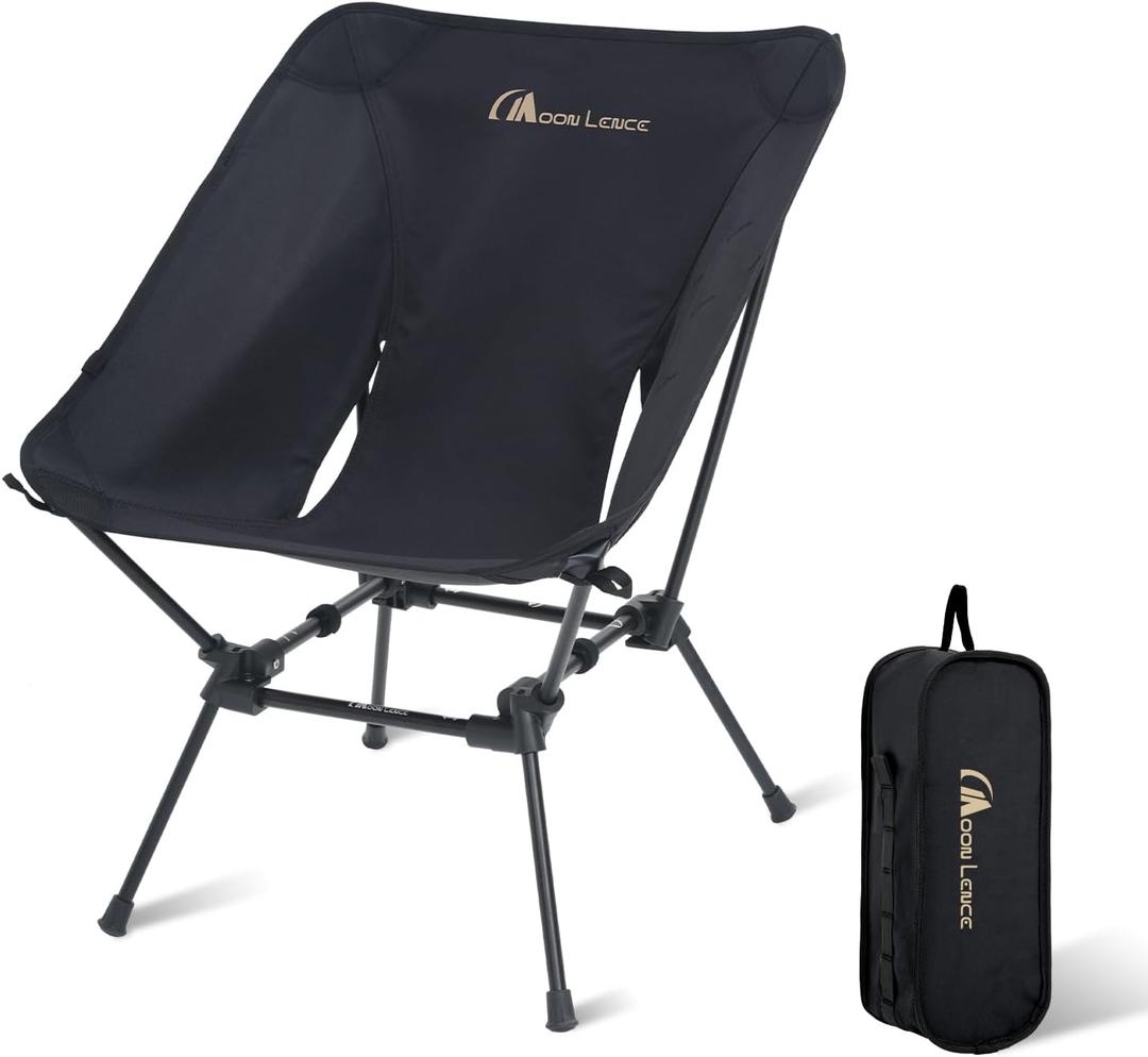 MOON LENCE Portable Camping Chair, Backpacking Chair, Ultralight & Compact, 400 lbs Capacity, for Outdoor Camp, Travel, Beach, Picnic, Hiking (Black)