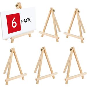 6PCS Wood Easels, 9 Inches Tabletop Easels, Tripod, Painting Party Easel, Kids Student Tabletop Easels for Painting, Art Craft Painting Easel Stand for Artist Adults Students