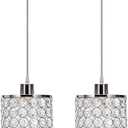 2 Pack Crystal Pendant Lights Kitchen Island,Crystal Pendant Light with Long Cord Adjustable,Chrome Finish Bar Pendant Lighting,Pendant Light Fixtures for Bathroom,Dining Room,Bedroom