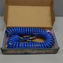 Air Blow Gun Kit Heavy Duty Air Seat Blow Gun Kit for Semi Truck Air Hose with 30FT Long Coil and Extended Dual Head Tire Air Chuck Blue