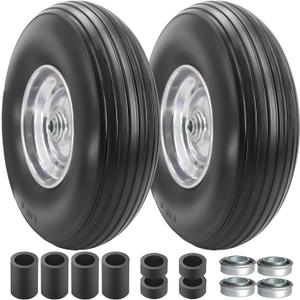 SIMEIQI 134.00-6 Flat-Free Solid Tire and Wheel with 3/4 & 5/8 Bearing 1.75"-6" Centered Hub 4.00-6 Tire for Yard Cart Garden Wagon