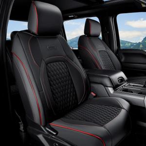 Coverado Chevy Chevrolet Silverado GMC Sierra Seat Covers Full Set, Fit for 2007-2013 & 2019-2026 1500, 2020-2026 2500HD 3500HD Crew Double Extended Cab, Faux Waterproof Leather Seat Covers (Redline)