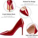 Elisabet Tang Women's High Heels Pumps Closed Pointed Toe Stiletto 4inch Heels Classic Office Special Dressy Wedding Pump Shoes (11, Red)