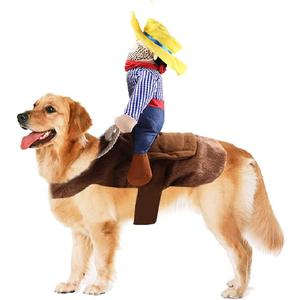 Halloween Cowboy Dog Cat Costume Clothes Novelty Funny Pets Party Cosplay Apparel Dog Riders Clothing (X-Large)