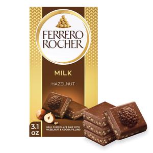 4 x Ferrero Rocher Milk Chocolate Hazelnut Bar, with Cocoa Filling , Valentine's Day Chocolate Gift, 3.1oz (EXP 05/17/26)