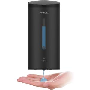 AIKE Wall-Mount Automatic Liquid Soap Dispenser 27oz Large Capacity Matte Black Anti-Spots Coating Model AK1205 (Matt Black)