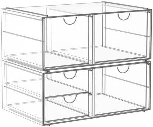 Arcylic Makeup Organzier with 5 Drawers, Clear Stackable Storage Drawers, Bathroom Countert Organizer,Plastic Storage Bins For Vanity, Cabinets, Pantry, Home Organization and Storage