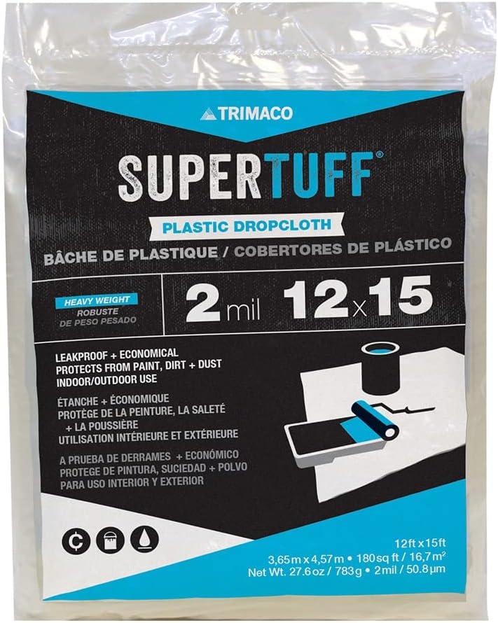 Trimaco SuperTuff 2 mil Plastic Dropcloth, 12-feet x 15-feet