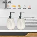 White Soap Dispenser, with Face Design, Ceramic Funny Liquid Dispenser, Refillable Lotion, Soap, Shampoo, Bathroom and Kitchen (White02)