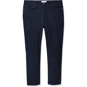 Amazon Essentials Men's Straight Fit 5-Pocket Stretch Twill Pants, Navy, 42W x 32L