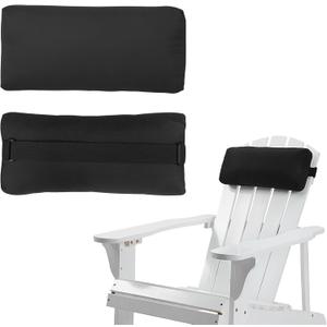 Chaise Lounge Head Pillow, 2 Pack Outdoor Patio Pillows with Adjustable Strap, Lounge Head Resting Pillow for Recliner Beach Pool Lounger Office Chair(Black, Water Resistant)