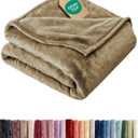 Ultra Soft Fleece Blanket Throw Size - Flannel Fleece Luxury Throw Blanket - Lightweight for Couch Bed Chair - Thick, Warm and Breathable - All Season Cozy Fuzzy, Anti-Static Microplush Bedding, Camel