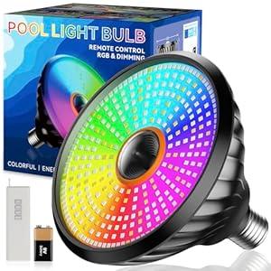 Pool Lights for Inground Pool - 120V 70W LED Pool Light Bulb RGB Color-Changing & Remote Control, Enhanced Signal Coverage for Swimming Pools, E26/E27 Replacement for Pentair & Hayward, Black