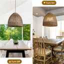 3-Light Rattan Pendant Light Fixture,Seagrass Wicker Chandelier | 17"Ratan Boho Hand Woven, Basket Lights Fixtures,Bamboo Hanging Lamp Farmhouse for Kitchen Living Bedroom Dining Room