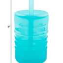 Bumkins Baby and Toddler Cups, Sippy Cup with Straw, Spill Proof, Transition Cup for Babies Ages 1 Year, Safely Sip from Lid, Straw or Cup, First Year Supplies, Platinum Silicone, Holds 7oz, Blue