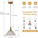 10.62-inch Hanging Light Fixture for Kitchen, Single-Light Island Pendant with Painted Glass Shade and Brass Finish, E26 Socket, Kitchen Island Pendant Light (Bulb not Included)