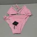 ZAFUL Women's Halter Bikini Set Crochet Triangle Two Piece Bathing Suit Side Tie Swimwear (Medium, Pink)