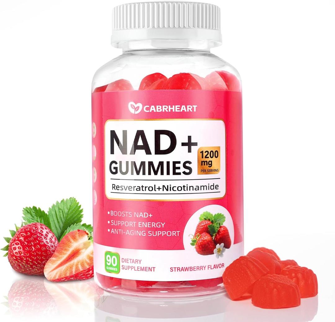 NAD Gummies for Women Men-1200mg Liposomal NAD+Resveratrol Supplement, Nicotinamide Riboside, Quercetin for Anti-Aging, Cell Activation, DNA Repair, Strawberry Flavor, 90 Count. 07/22027