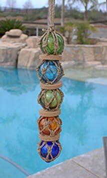 Moby Dick Specialties St/5 Japanese Glass Fishing Buoys 5 Assorted Colors Roped Together