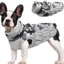 FUAMEY Dog Coat for Medium Dogs,Waterproof Dog Winter Jacket with Harness Built in Puppy Cold Weather Coats Reflective Pet Vest with Zipper Warm Fleece Dogs Snowsuit Windproof Grey Camo M