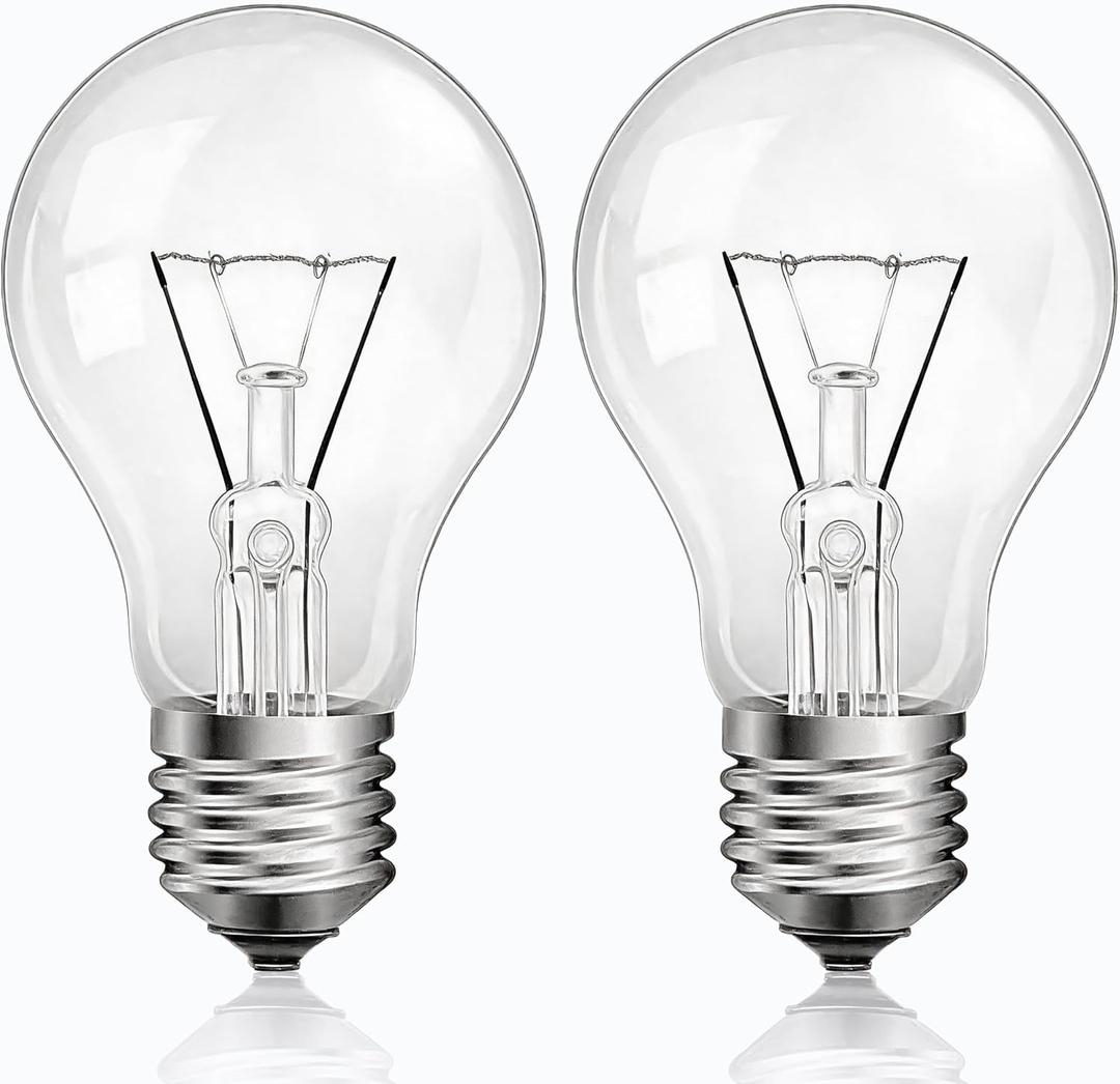 60 Watt Incandescent Light Bulbs, A19 60W Clear Incandescent Bulb E26 Medium Base Shatter Resistant Rough Service Light Bulb 2 Pack