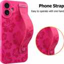 Fiyart Designed for iPhone 16 Plus Case Cute Flowers with Strap Soft TPU Phone Cover Plustective Camera Lens Plustection for Women Men Floral Bumper with Stand 6.7"-Rose Red