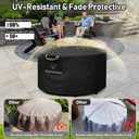 QH.HOME Fire Pit Cover Round Super Waterproof, 41"-44" D X 24" H Outdoor Round Firepit Cover 600D Strong Tear Resistant, UPF 50+ Fire Pit Covers Premium Fading Resistant for Outdoor Fire Pit - Black
