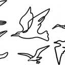 7 Pcs Metal Seagull Wall Art - Black Flying Sea Birds Wall Decor - Minimalist Line Art - Beach Ocean Decor for Bedroom, Living Room, Office - Indoor/Outdoor Decoration