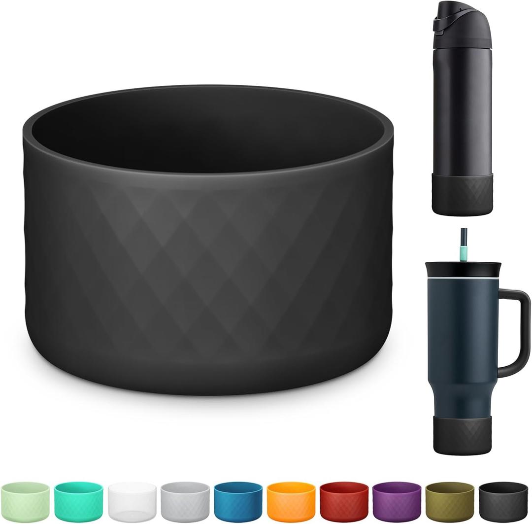 Silicone Boot for Owala Water Bottle 24 oz 32 oz 40 oz, Anti-Slip Protective Sleeve for FreeSip/Twist/Flip Stainless Steel Water Bottles Accessories (black)