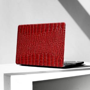 Compatible with Crocodile MacBook Air 13 Inch Case 2025-2022 M4 M3 M2 A3240 A3113 A2681, Textured Elegant Luxury Aligator Skin Snakeskin PU Leather Hardshell Case & Keyboard Cover, Burgundy