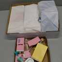 Giant bean Exquisite Pink Wooden Dollhouse for Girls with 2 Dolls and 12pcs Wooden Furniture,Foldable and Portable Pretend Play House Set with Handle, Christmas Birthday Gift for Girls Kids Age 3+