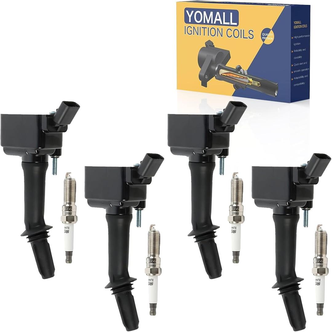 4PCS UF802 Ignition Coils + 4PCS 91970 Iridium Spark Plugs Ignition Coils Pack Fits for 2018-2020 Equinox, 2016-2019 Cruze, 2016-2020 Malibu, Coil Pack Set Aftermarket Parts