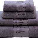 Set of 4 Luxury Super Soft Towels  Premium Viscose Derived from Bamboo & Turkish Cotton for The Ultimate Bath Experience (Charcoal)