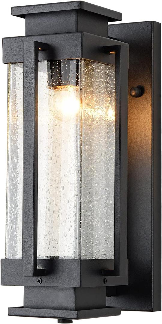 Dusk to Dawn Outdoor Wall Lanterns Large Exterior Porch Lights Wall Mount IP65 Waterproof Outdoor Sconces with Seeded Glass Outside Wall Lamp for House Garage Front Porch Patio
