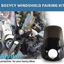 Motorcycle Fairing Windshield Kit, 5.75" Headlight Fairings 48-58mm Forks 15" Smoke Windscreen with Extension for Harley 2006-2017 Dyna Low Rider FXDL Super Glide Street Bob FXDB