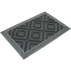 Interlocking Entrance Mat with Triple-Brush Scraper, Heavy-Duty Commercial Door Mat, All-Weather Non-Slip Drainage Floor Tiles, Gray 24 x 36 Inch for Outdoor, Garage, and Mudroom