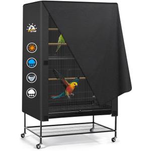 Bird Cage Cover - 600D Bird Cage Covers for Night Heavy Duty & Waterproof, Fade-Resistant Pet Bird Cage Cover Accessory for Parakeet, Parrot, Cockatiel and More Finches - 19 x 19 x 40 Inch