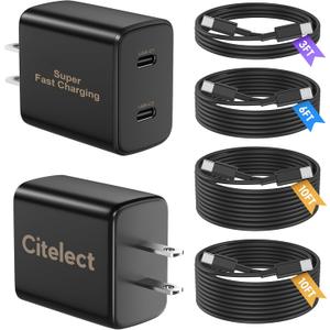Super Fast Samsung Charger Type C, 2Pack Dual Port USB C Fast Charger Block with Long 60W 3/6/10/10FT USB C to C Cable for Samsung Galaxy S25/S25 Ultra/S25+/S24 Ultra /S24/S24+/S26/S23/iPhone 17